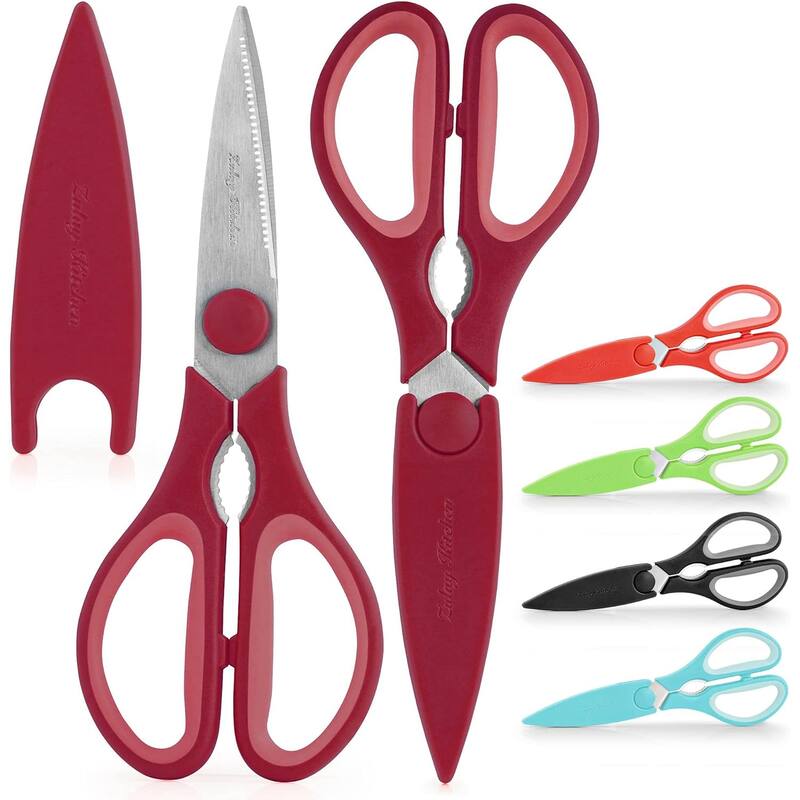 Zulay Kitchen Ultra Sharp Stainless Steel Kitchen Shears With Protective Cover