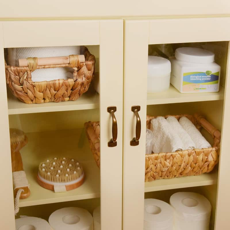 2-Pack Hand-Woven Storage Baskets with Wooden Handles, Wicker Basket for Organizing, Gift Choice