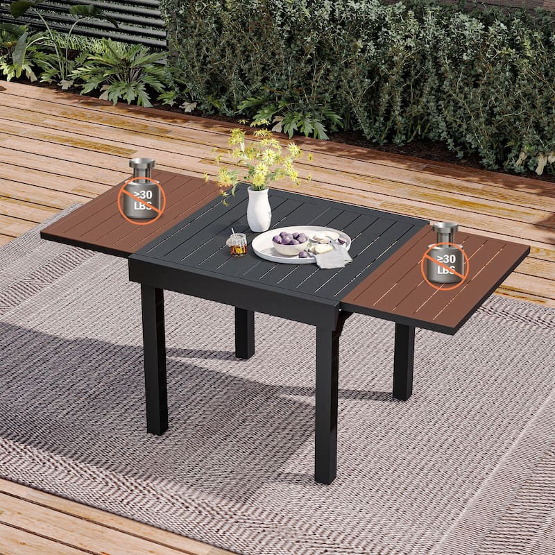 Pellebant Outdoor 3/5/7-piece Aluminum Dining Set Extendable Dining Table with Chairs