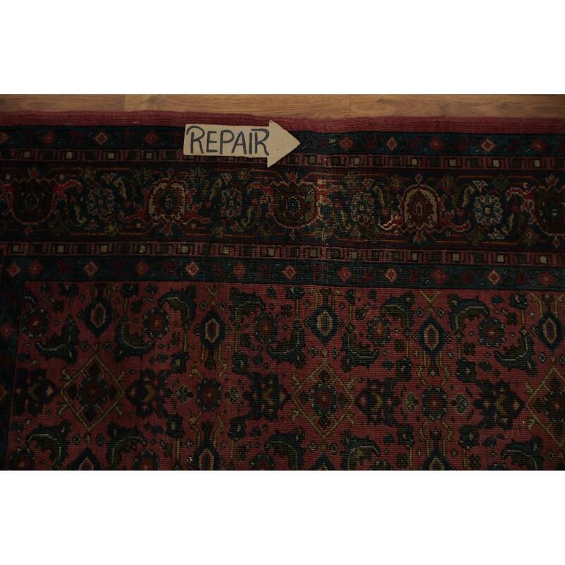 Hand Knotted Oriental 100% Wool Carpet Traditional Floral Pink Mahal Area Rug - 10' 11'' X 8' 9''