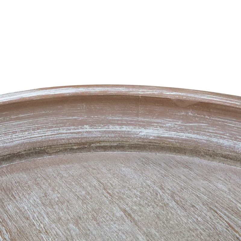 French Country Side Table with Round Tray Top and Curved Legs