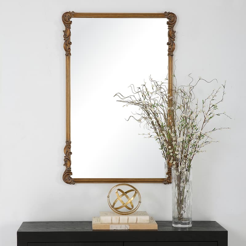 Porch & Den Old World Antique Gold Decorative Wall Mirror
