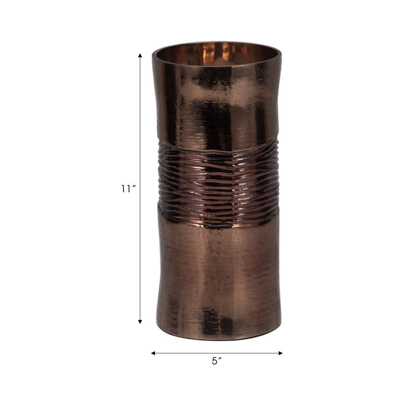 Sagebrook Home Modern Glass Bronze Cylinder Textured Enamel Vase