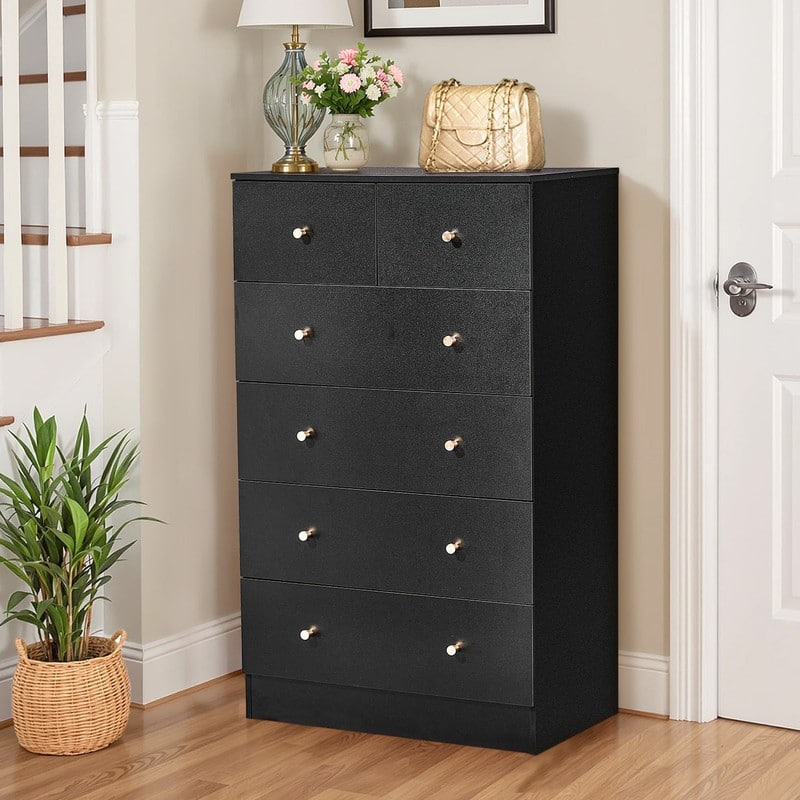 6-Drawer Large Dresser For Bedroom And Chest Of Drawers With Sturdy Construction Wood Storage Organizer For Closet