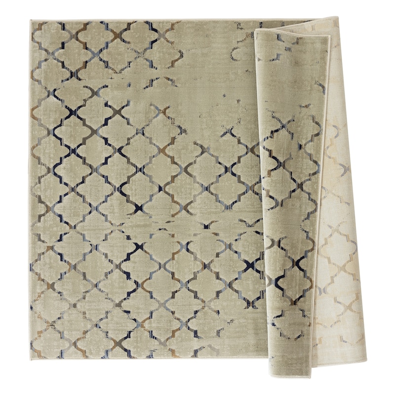 Napoli Collection Beige/Grey Trellis Area Rug