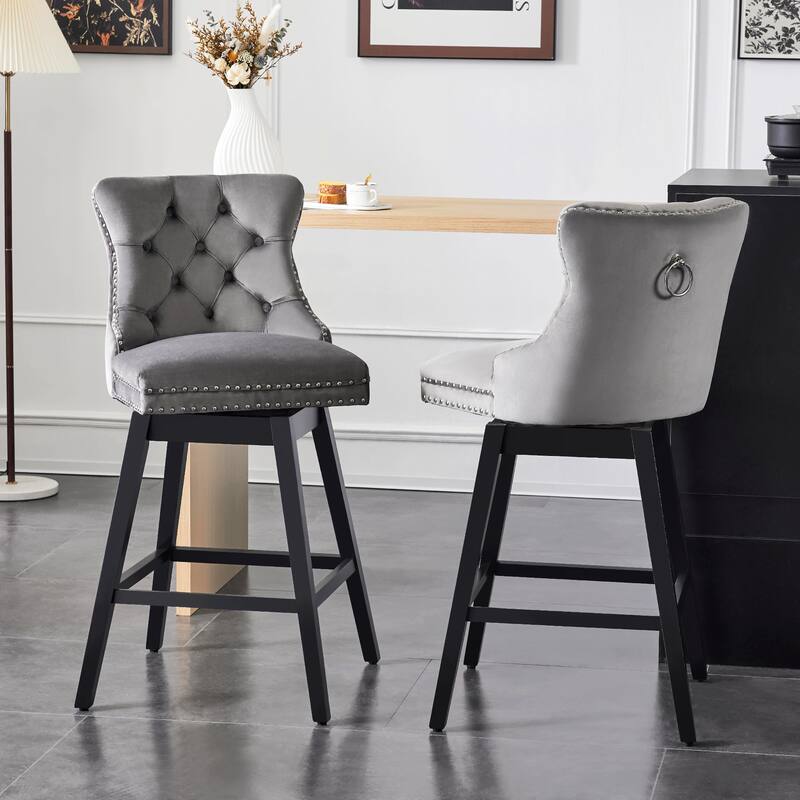 26"/30" Velvet Upholstered Swivel Counter or Bar Height Stools