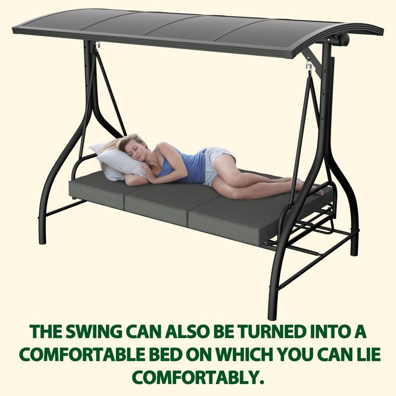 VEIKOUS 3Person Adjustable Canopy Patio Swing Outdoor with Cushions Bed Bath & Beyond 38407502