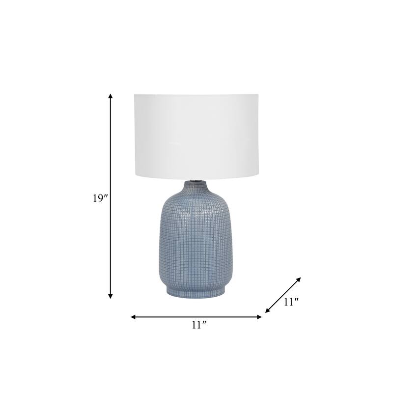 Sagebrook Home Textured Modern 19"H Ceramic Cylinder Mesh Table Lamp, Set Of 2 - 11" x 11" x 19"