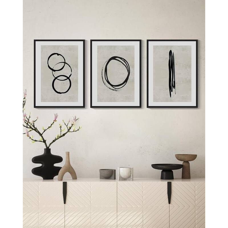 Black Abstract Wall Art Minimalist Lines