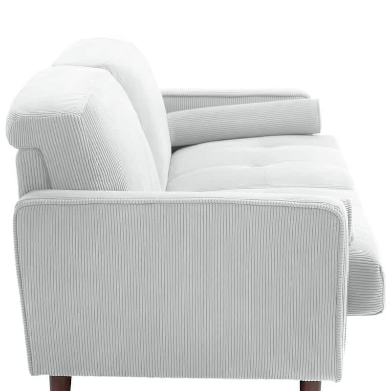 Modern Corduroy 2 Seater Sofa with Bolster Pillows