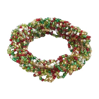 Beaded Napkin Rings With Christmas Wreath Design (Set of 4)