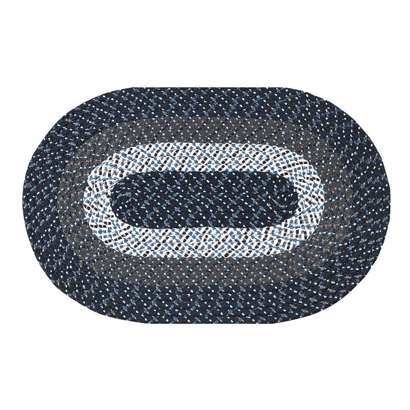 Better Trends Country Braid Reversible Area Rug - 64" x 100" Oval - Dark Blue Stripe