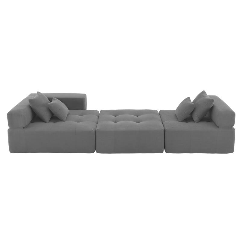 105.5" Corduroy L-Shaped Modular Sectional Sofa with Wide and Deep Seat, Tufted Design, and No Assembly Required