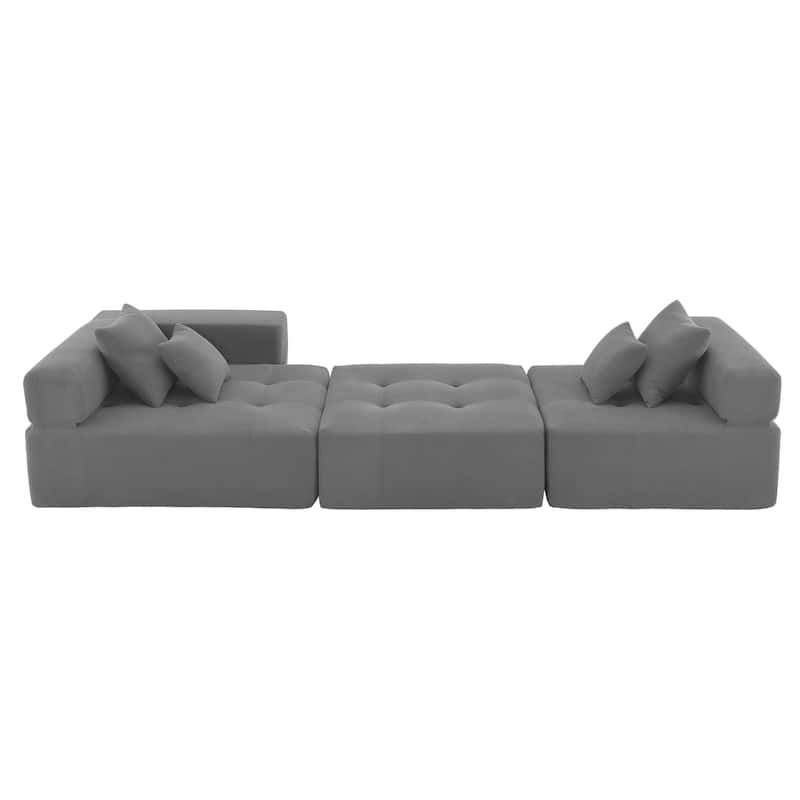 L Shaped Modular Sectional Sofa,Minimalist Corduroy Floor Couch Set,Convertible Foam-Filled Cloud Compressed Couch