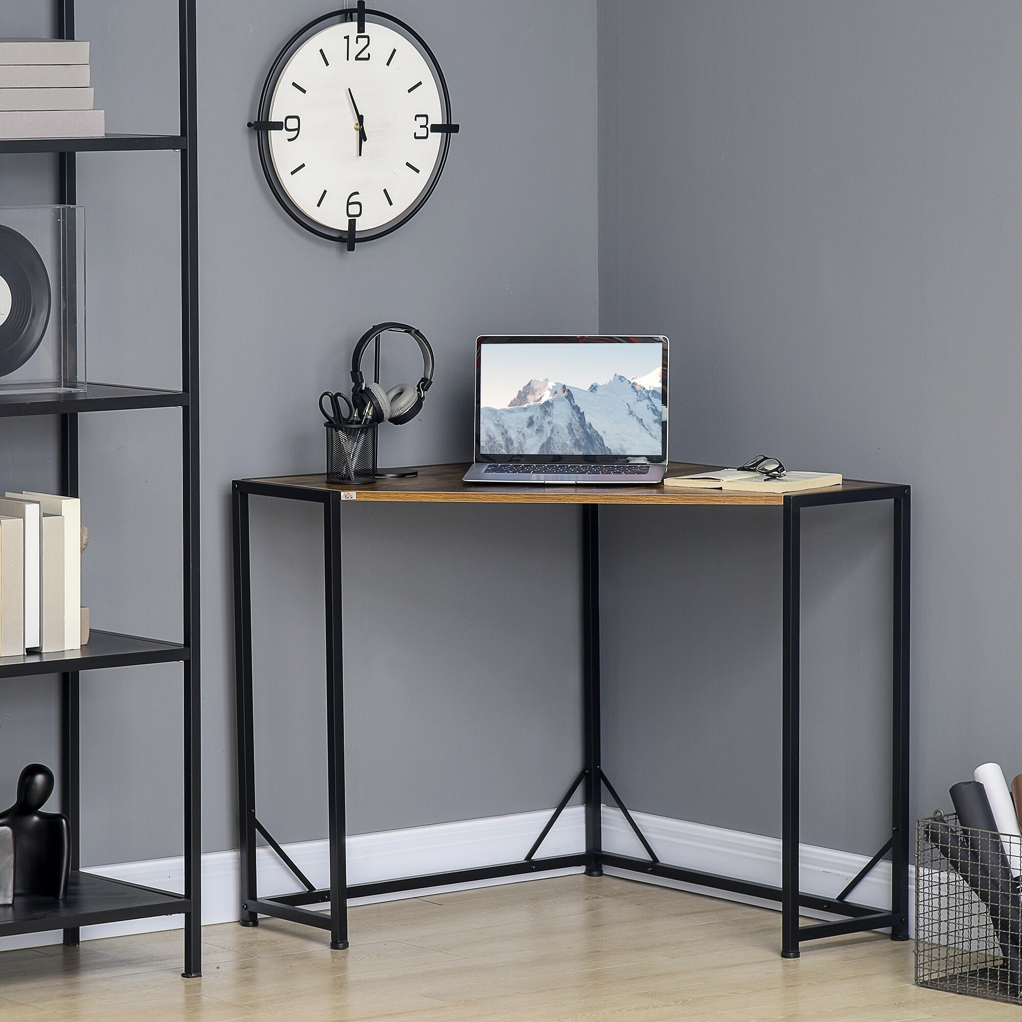 HOMCOM Space Saving Small Corner Writing Desk Corner TV Stand