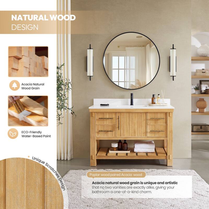 Paris Bath Vanity, Quartz Stone Top without Mirror