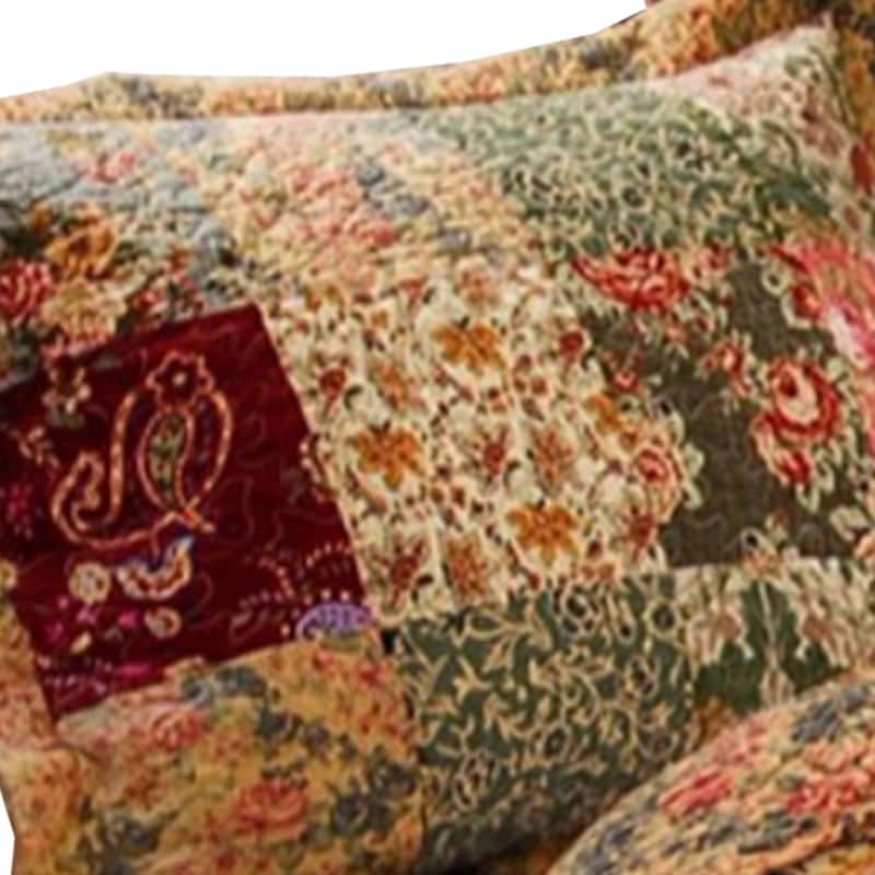 Kamet Fabric Standard Size Sham with Floral Prints and Paisleys, Multicolor