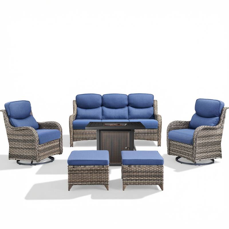 Pocassy 30 In Outdoor Propane Fire Pit Table with Patio Conversation Sets