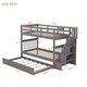 preview thumbnail 24 of 25, Twin Over Twin Bunk Bed with Twin Size Trundle, Stairs, and Shelves