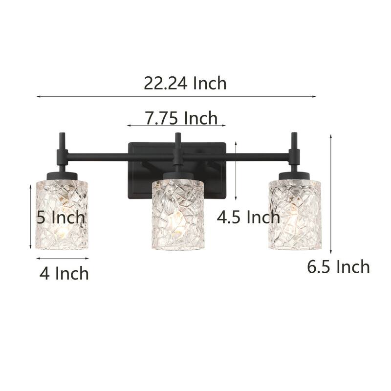Acroma Dimmable Bathroom Vanity Light with Water Ripple Clear Shade