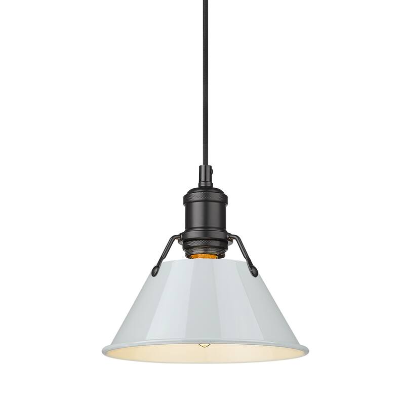Orwell 7.5" Wide Small Pendant in Matte Black with Dusky Blue