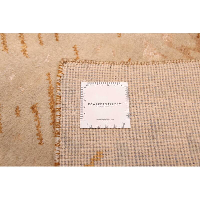 ECARPETGALLERY Hand-knotted Legacy Light Khaki Silk, Wool Rug - 5'5 x 7'10