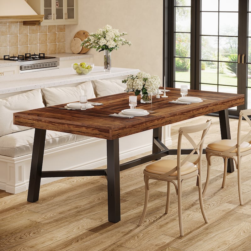 70.9-Inch Farmhouse Dining Table for 6-8