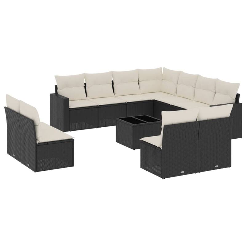 vidaXL Garden Sofa Set Black PE rattan 11 Piece Set Modular
