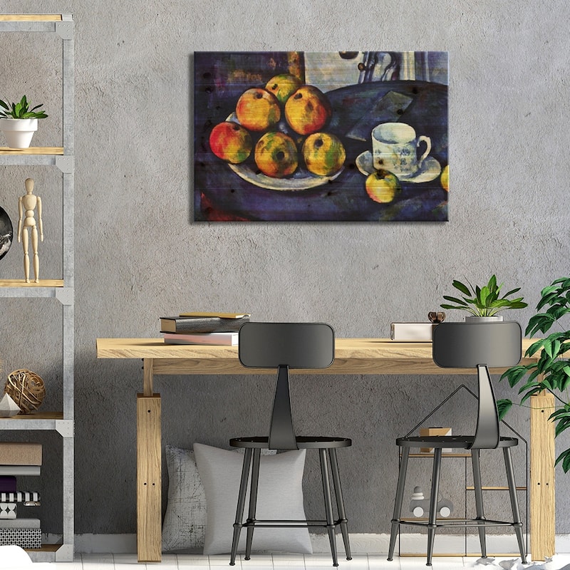 Still Life with Apples Print On Wood by Paul Cezanne - Multi-Color
