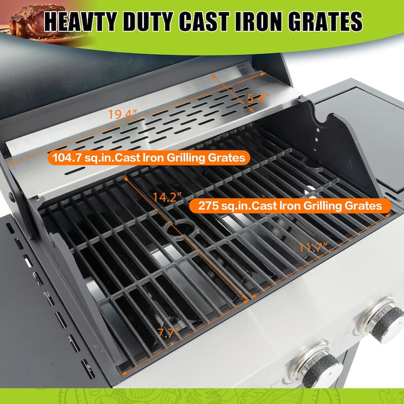 4-Burner Gas Grills With 2 Foldable Shelves