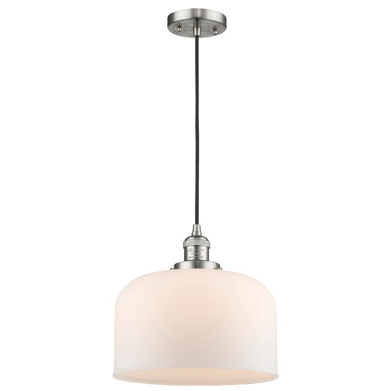 Innovations Lighting Franklin Restoration Bell - 1 Light 12" Cord Hung Mini Pendant - Matte White/Brushed Satin Nickel