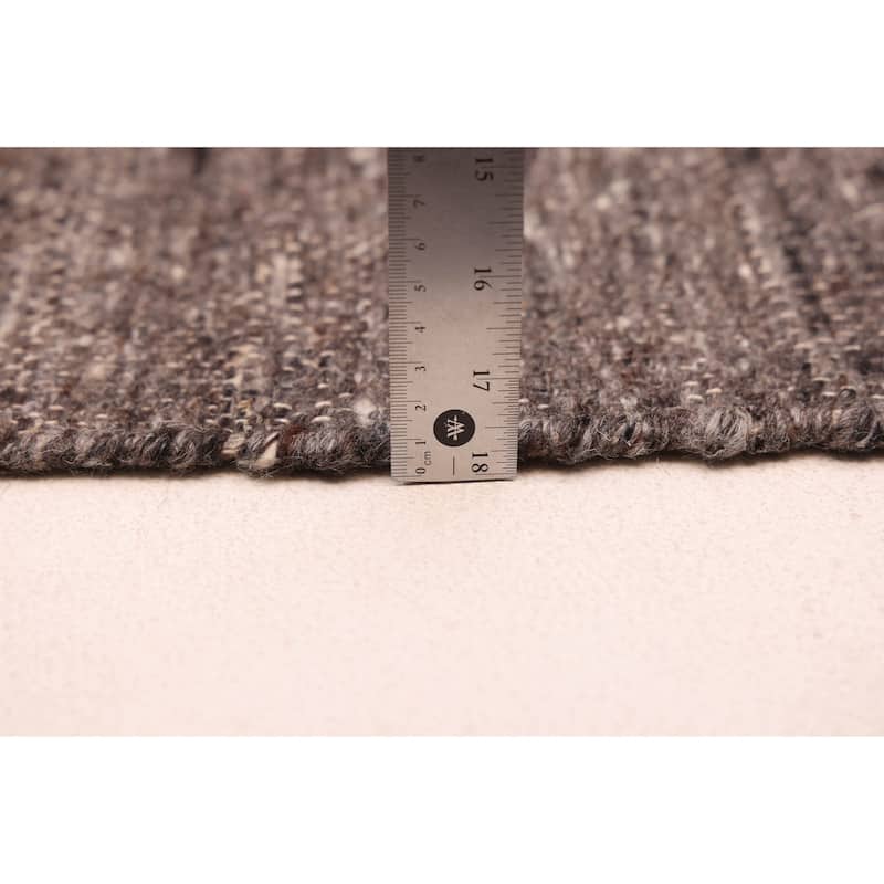 ECARPETGALLERY Flat-Weave Nevada Dark Grey Wool Kilim - 8'0 x 9'10