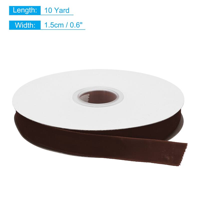 Velvet Ribbon 1 1/2 Inch Single Face Spool Silky for DIY Crafts - Brown - 5/8 Inch x 10 Yard