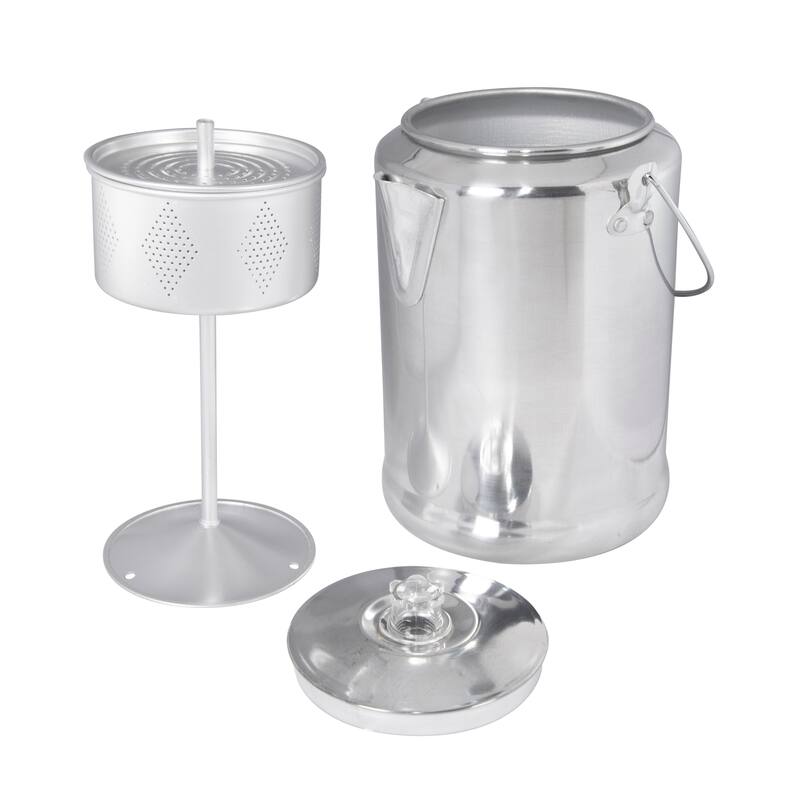 Stansport Camper's Percolator Coffee Pot 20 Cups - 6.5" L x 6.5" W x 9" H
