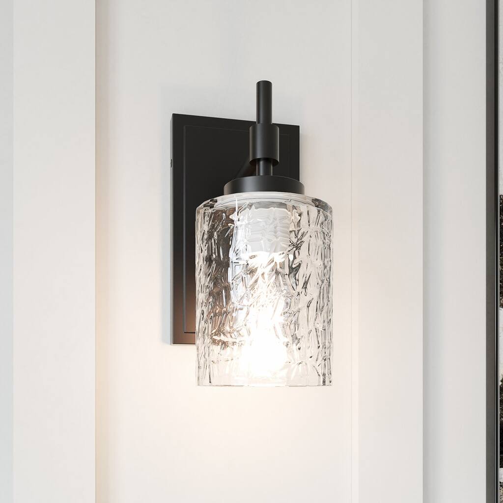 Acroma Single Light Wall Sconce with Water Ripple Glass Shade