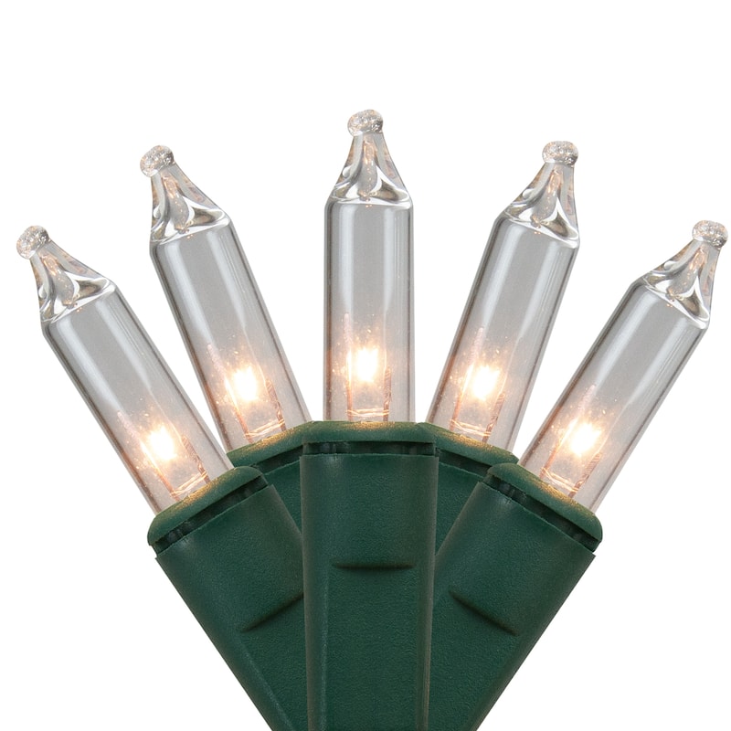 300-Count Clear Mini Christmas Lights 60ft Green Wire - 60'