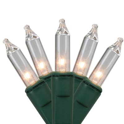 300-Count Clear Mini Christmas Lights 60ft Green Wire - 60'