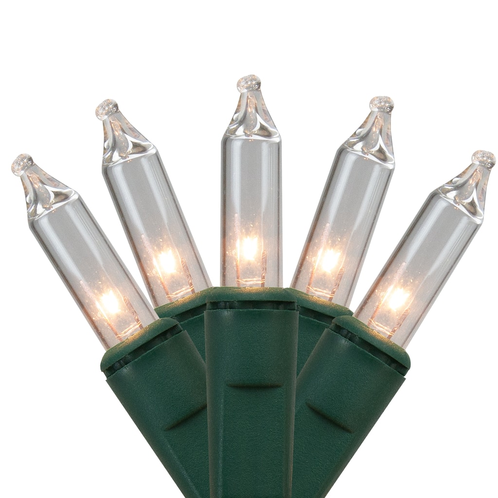 300-Count Clear Mini Christmas Lights 60ft Green Wire - 60'