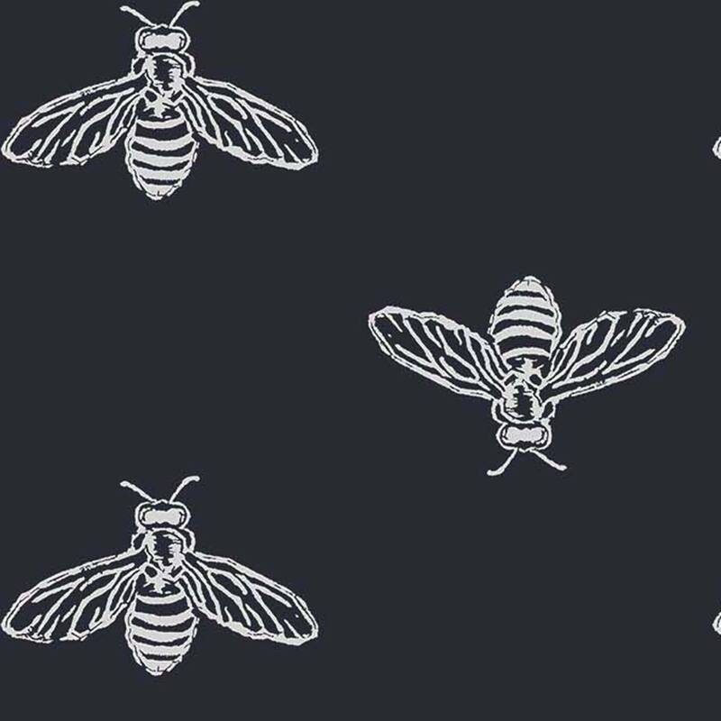 Joules Block Print Bee French Navy Wallpaper