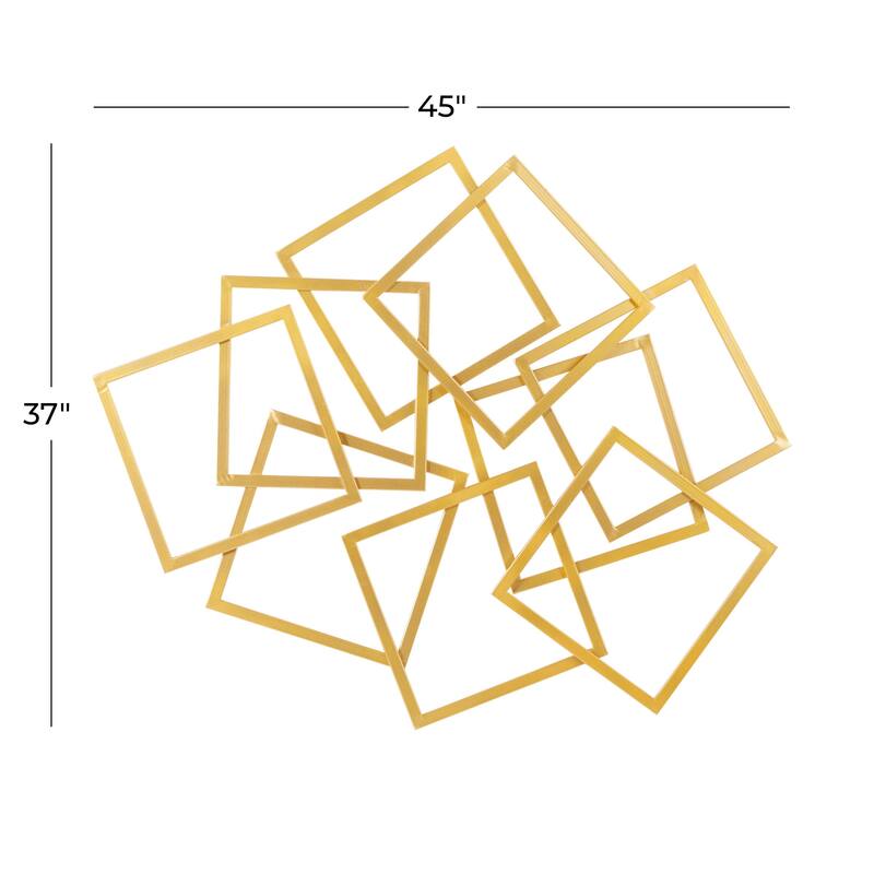 Metal Geometric Overlapping Square Home Wall Decor - Gold - CosmoLiving by Cosmopolitan