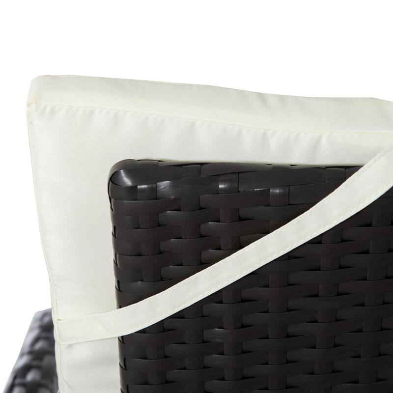 Outsunny 3 Pieces Patio PE Rattan Sofa Set, Outdoor Recliner Chairs Wood Grain plastic Top Coffee Table