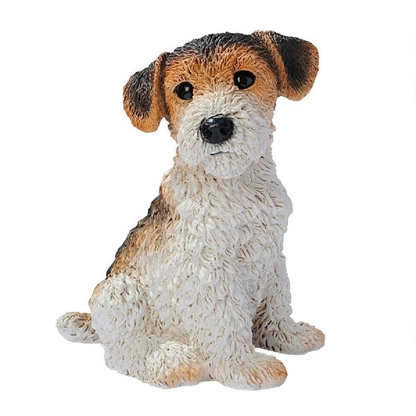 9" Sitting Fox Terrier Puppy Dog Statue - N/A