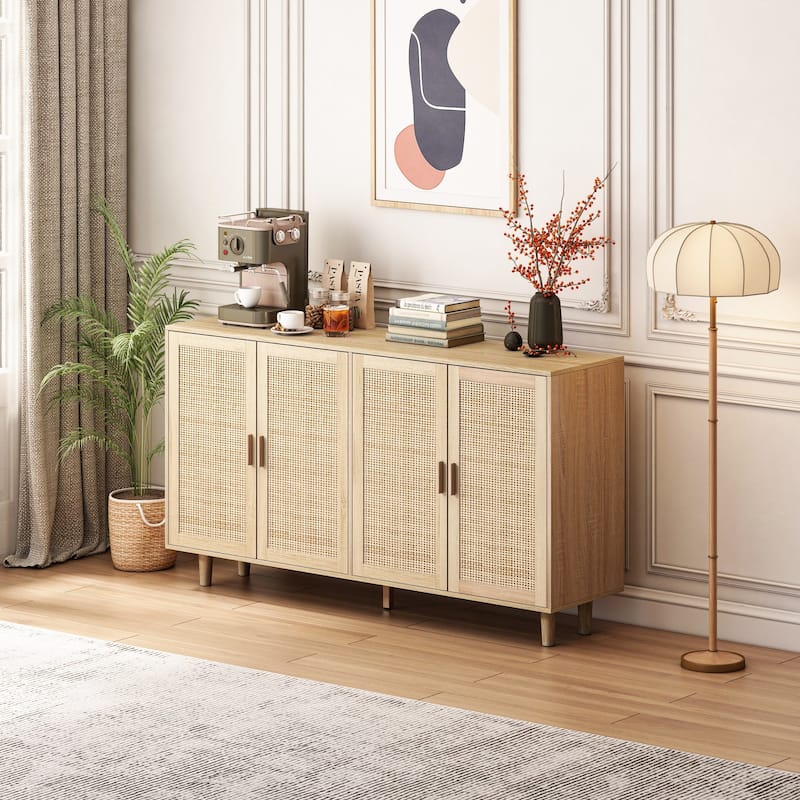 62.20" Modern Sideboard Storage Cabinet with Door - Natural