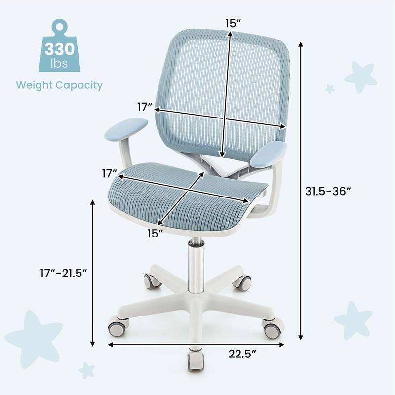 Costway Kids Desk Armchair Swivel Mesh Children Computer Chair with - See Details