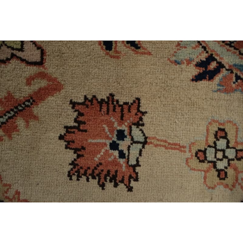 Hand Knotted Oriental 100% Wool Carpet Traditional Floral Beige & Ivories Heriz Area Rug - 8' 1'' X 6' 3''