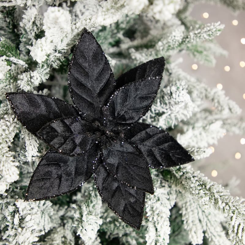 10" Glittered Poinsettia Christmas Floral Clip