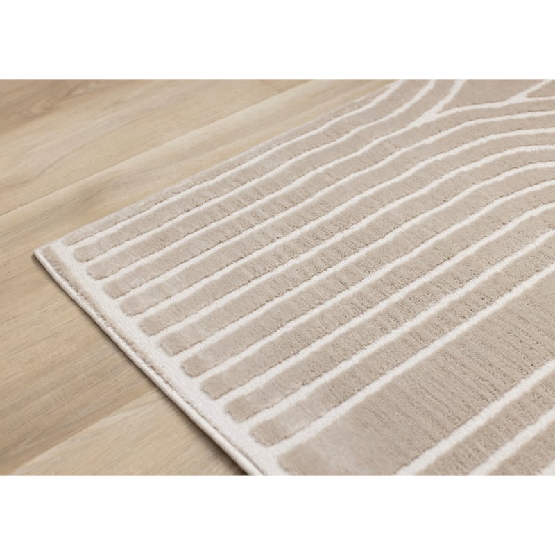 Leopold Collection - Neutral Cream Beige Modern Arches Area Rug