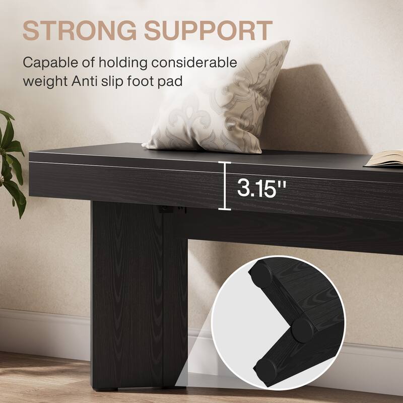 Wood Entryway Bench, Long Indoor End of Bed Bench, Bedroom Hallway Foyer Accent Seat Bench