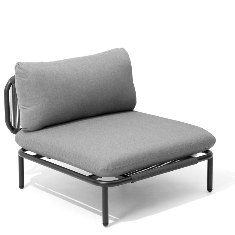 Pellebant Outdoor Sectional Sofa Patio Conversation Seating Set - Set of 1 - Dark Grey - 1PC with 1 Armrest