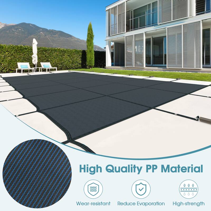 Gymax Winter Swimming Leaf Pool Cover Safety Pool Cover for 32 x 16 FT